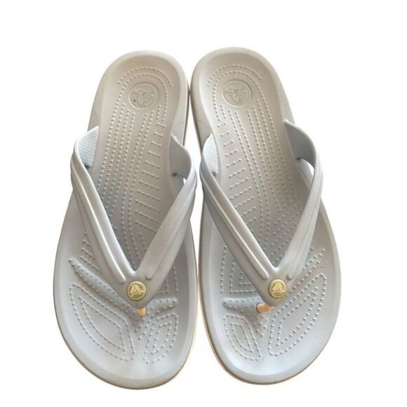 Crocs Unisex Classic Flip Flops M8 / W10 Light Gray Rubber Slip-Resistant Comfor - Picture 8 of 9